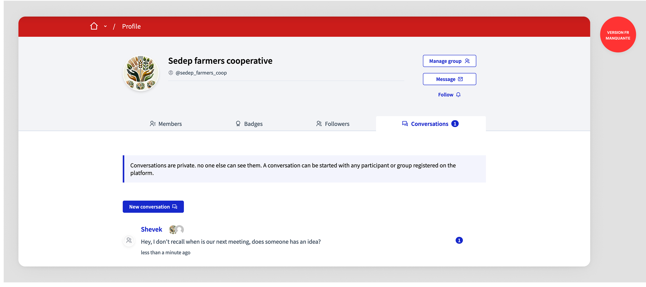 User group: conversations